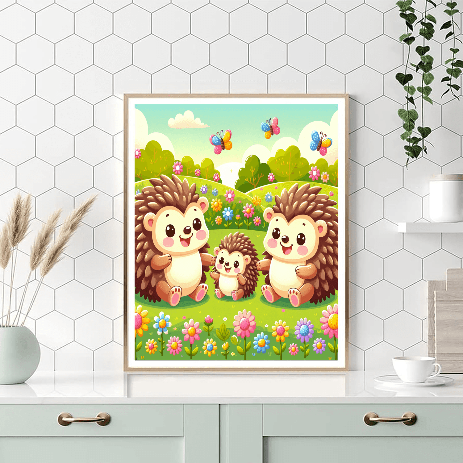 Happy Hedgehog Family Paint By Numbers Art