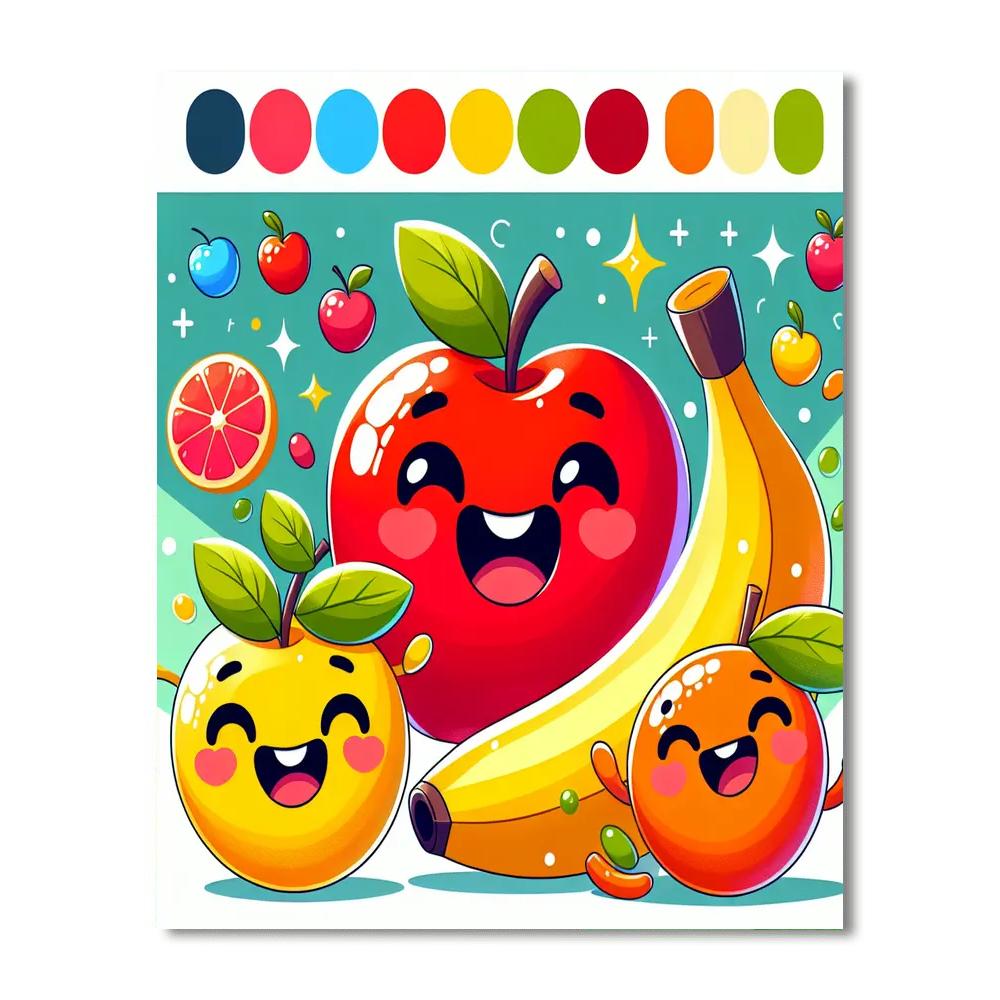 Whimsical Fruit Fun Paint By Numbers Art