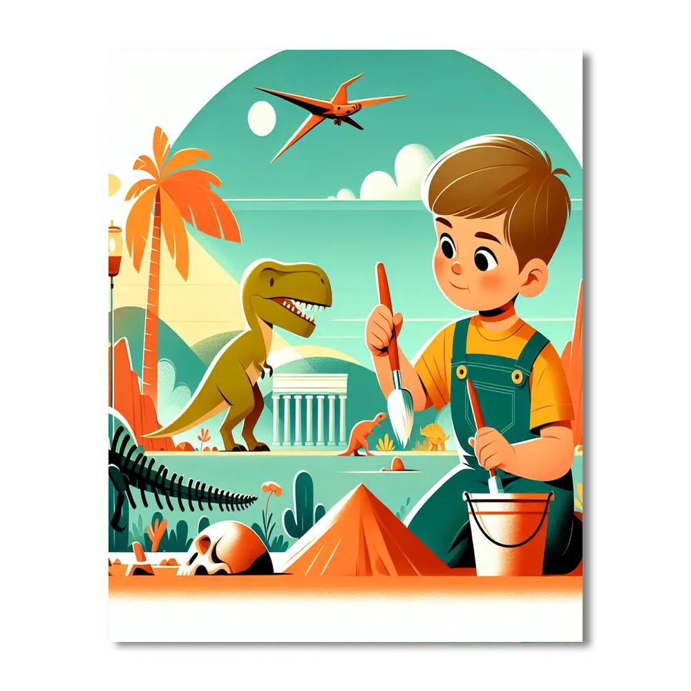 Dinosaur Excavation Site Painting Number Kit