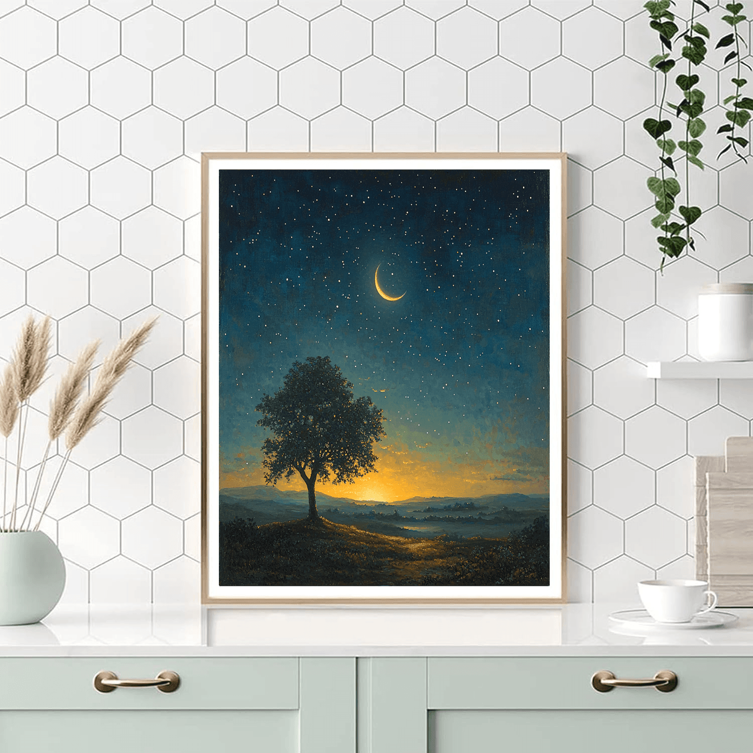 Caspar David Friedrich Inspired Mystical Starry Night Serenade - DIY Painting By Numbers Kit