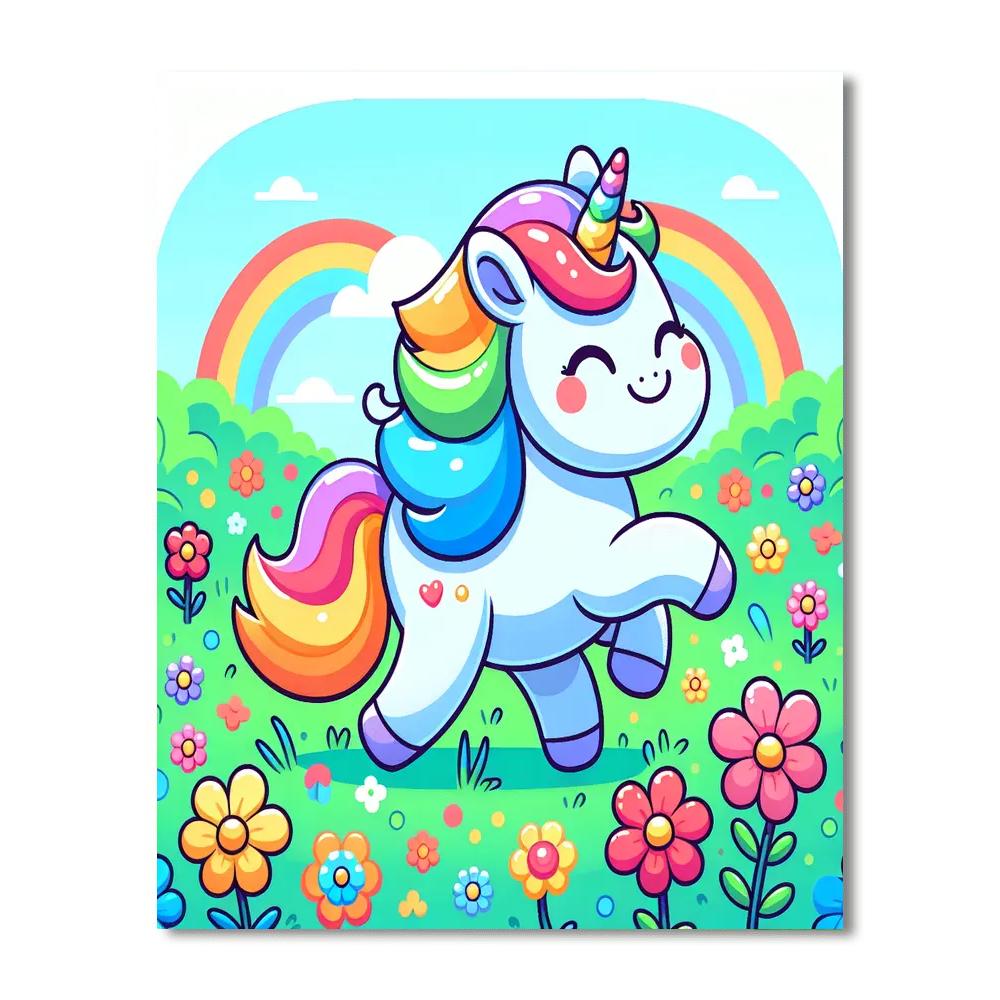 Playful Baby Unicorn Painting Number Kit