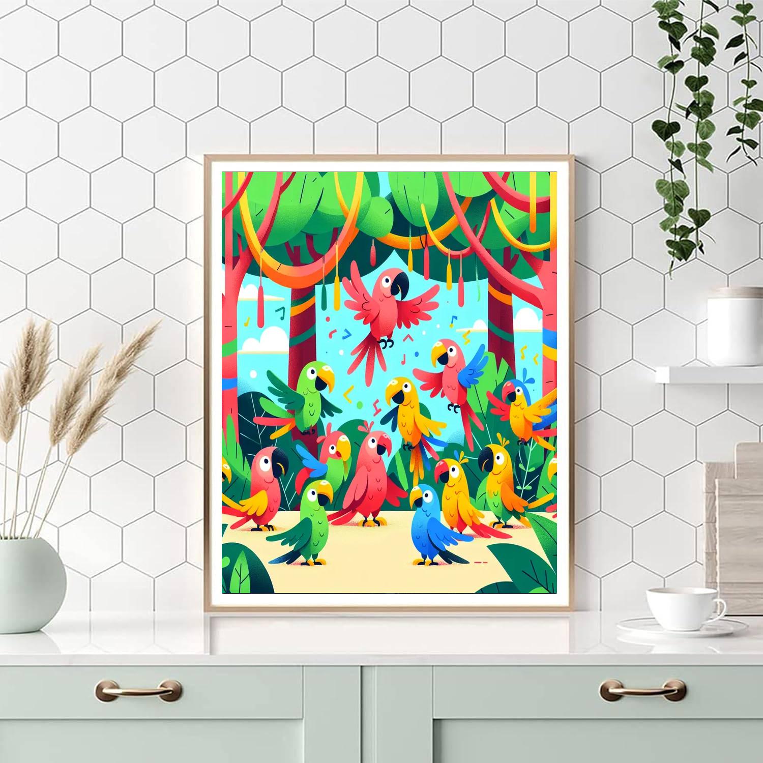 Parrot's Jungle Jamboree Paint By Numbers