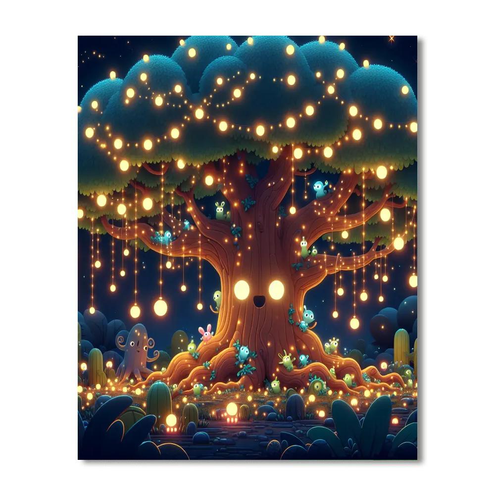 Whimsical Enchanted Tree Painting Number Kit