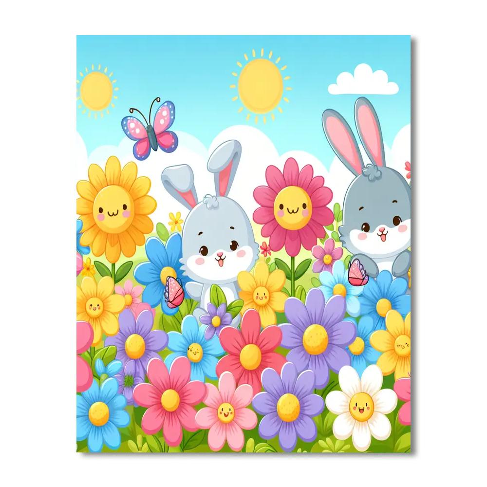 Fun In The Flower Field Paint By Number