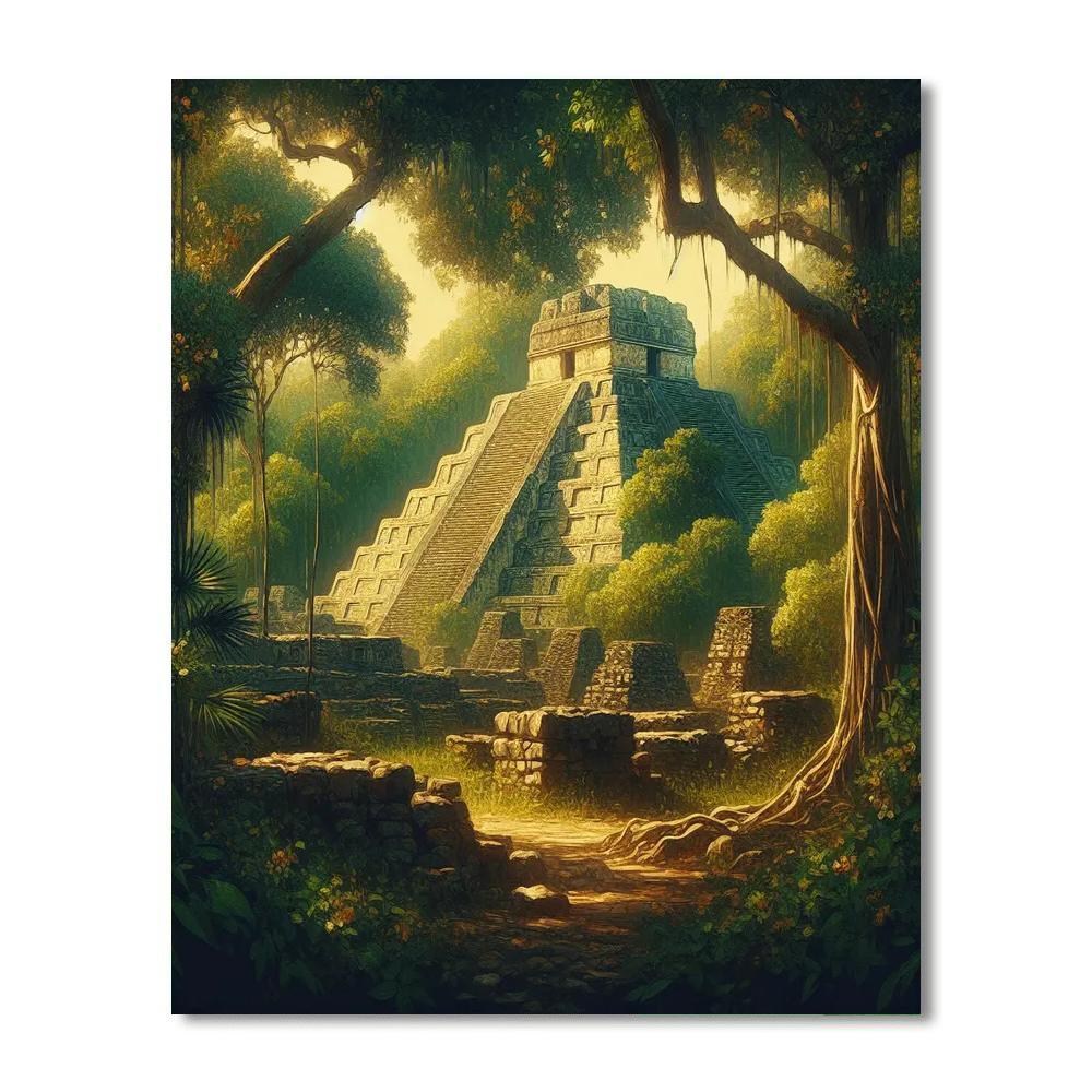Ancient Mayan Jungle Ruins Paint By Color