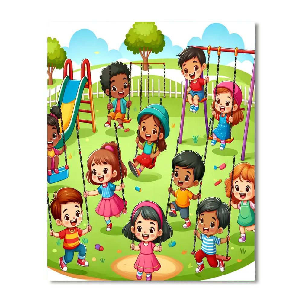 Giggle In The Playground Paint By Numbers Art
