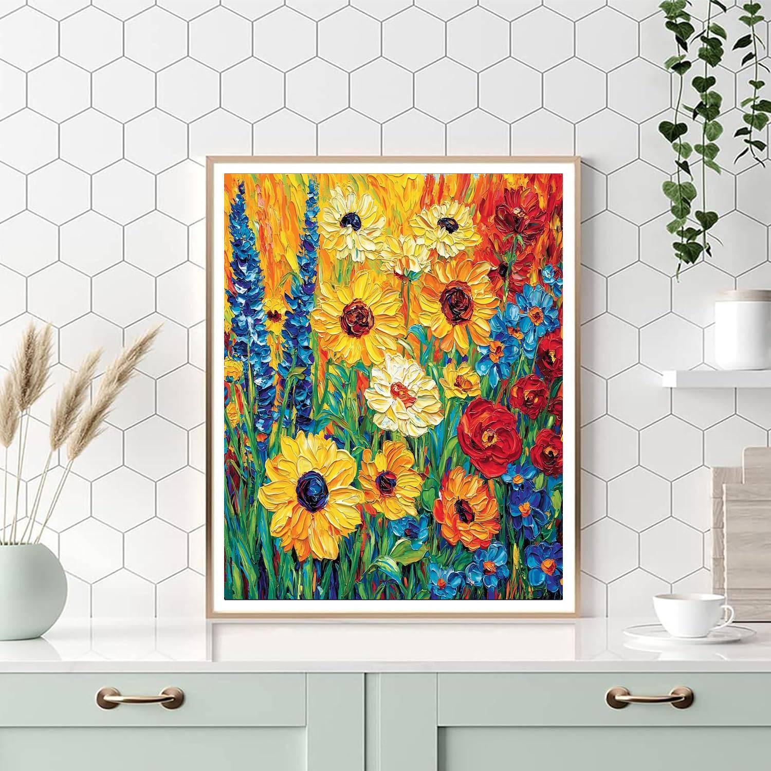 Vincent Van Gogh Inspired Garden Of Dreamy Blossoms  Numbered Painting Kits