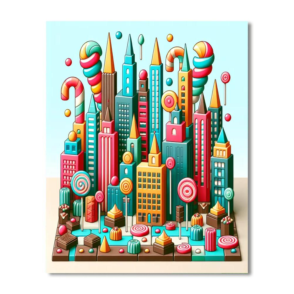 City Of Candy Canes Paint By Numbers Art