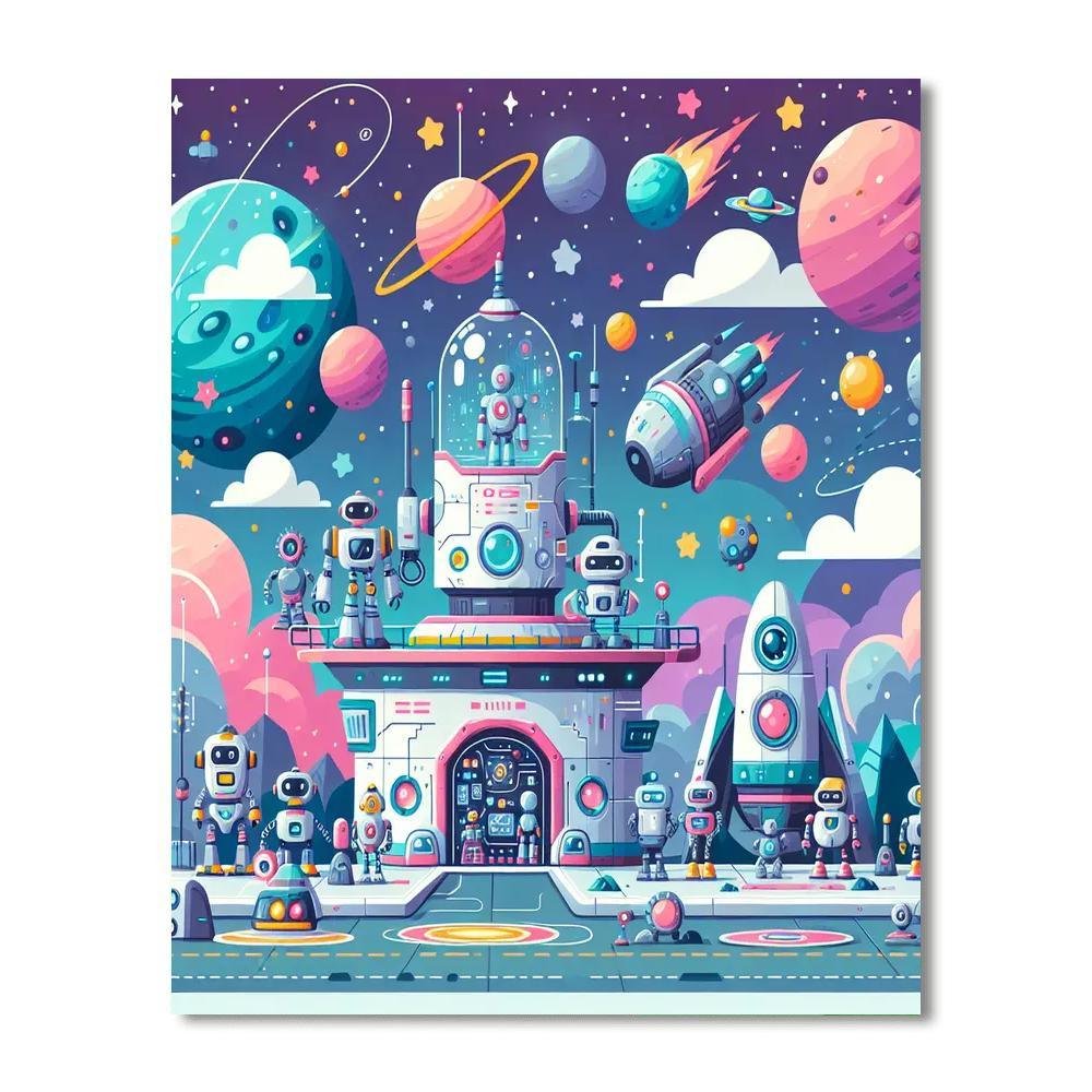 Robot Space Base Numbered Painting Kits