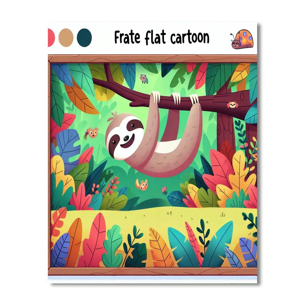 Rainforest Adventure Sloth Number Painting