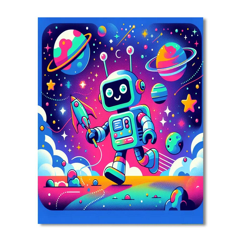 Robot Galaxy Adventure Painting Number Kit
