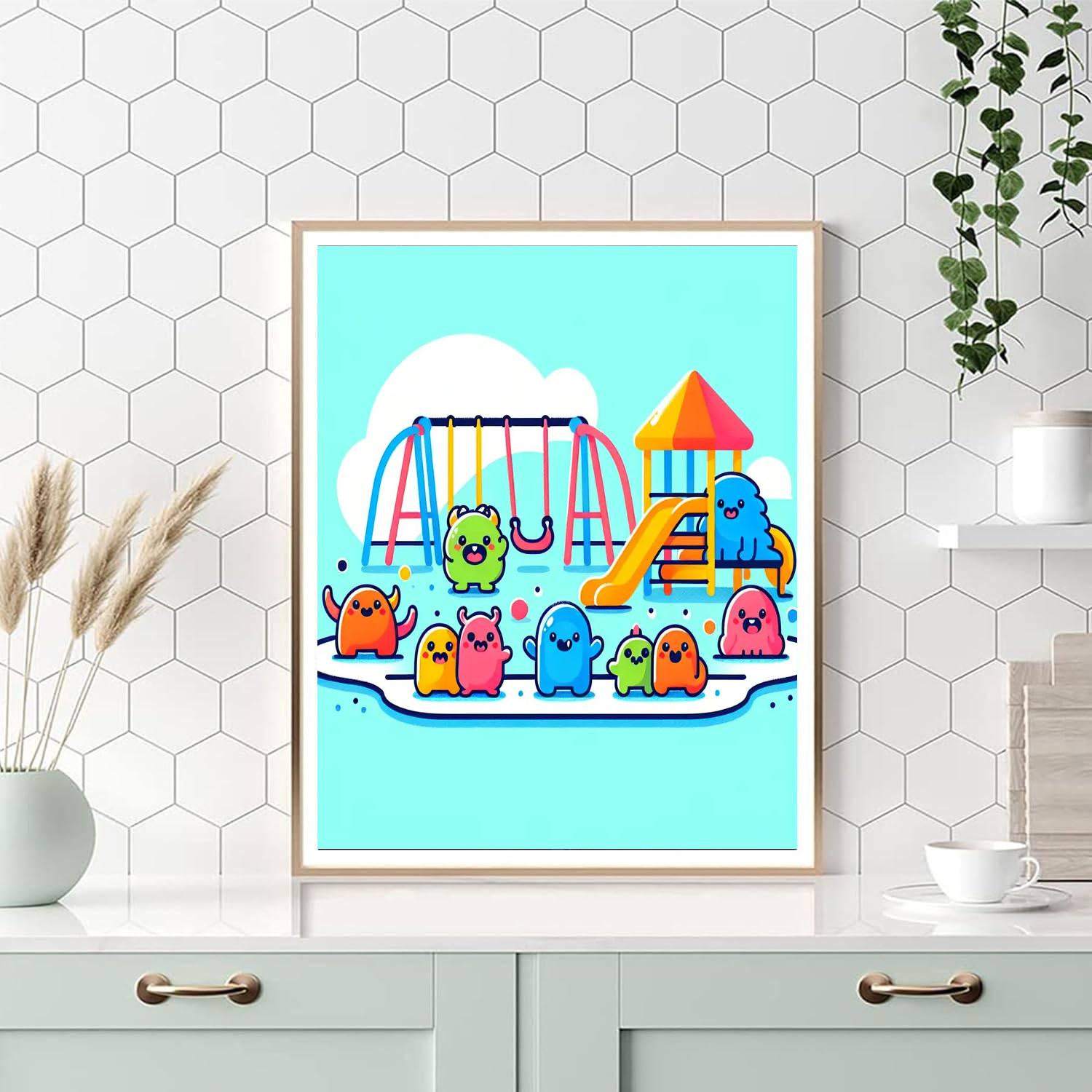 Friendly Monster Playground Painting By Numbers Kit