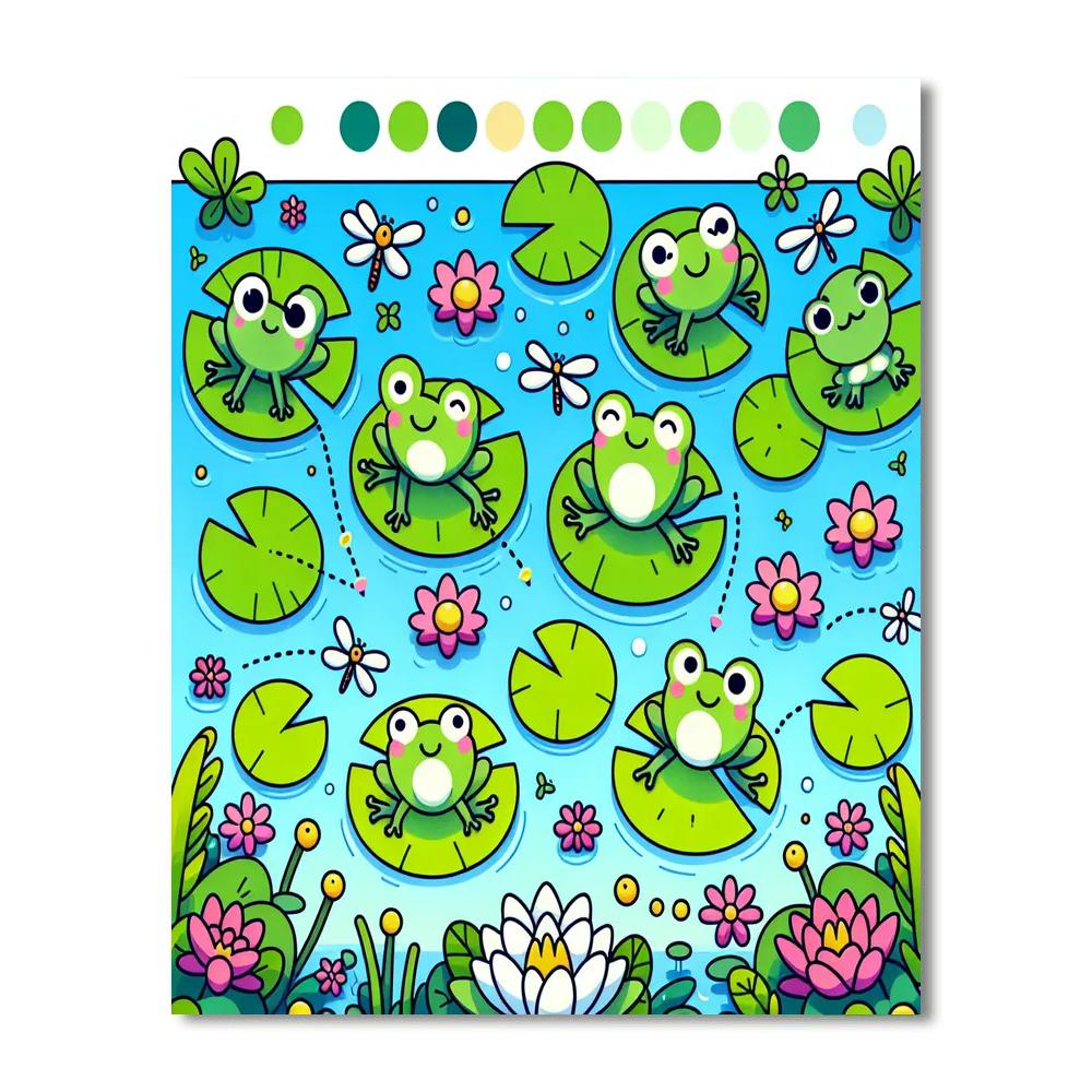 Fanciful Frog Pond Paint By Numbers Art