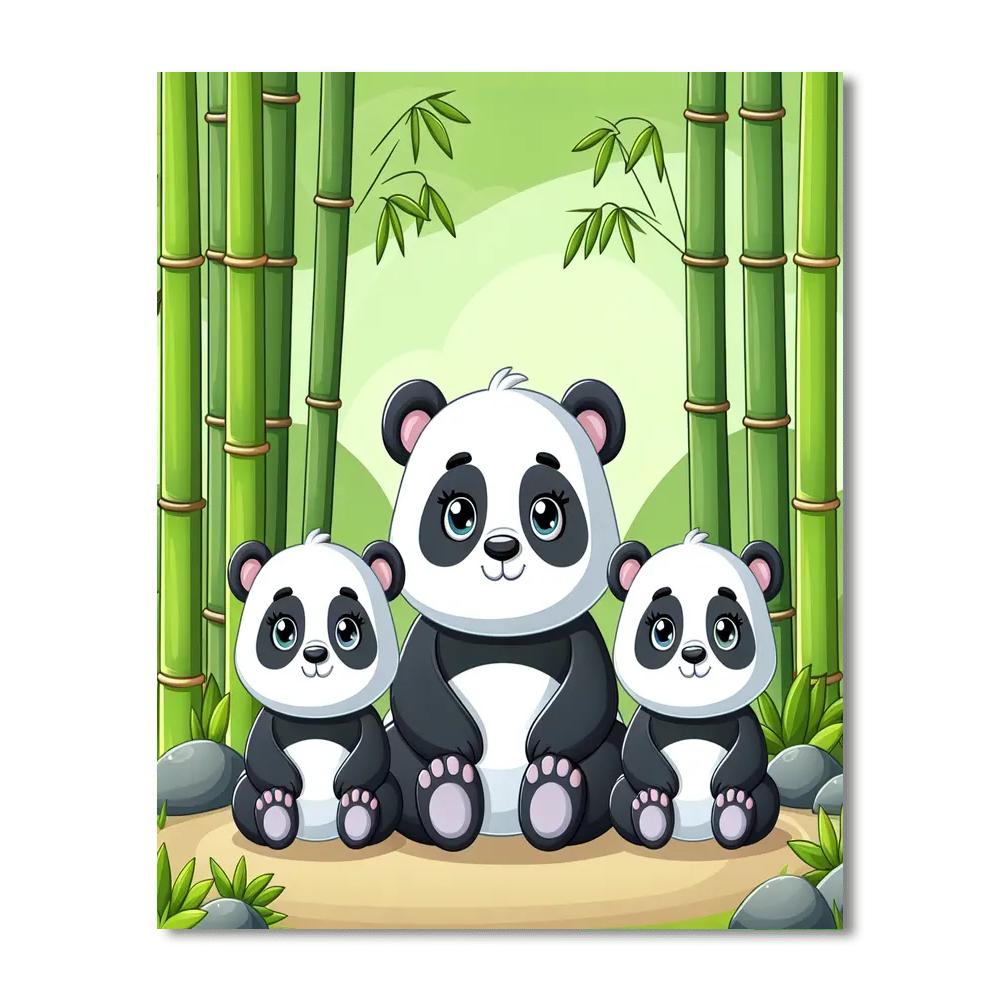 Adorable Panda Family DIY Paint By Numbers