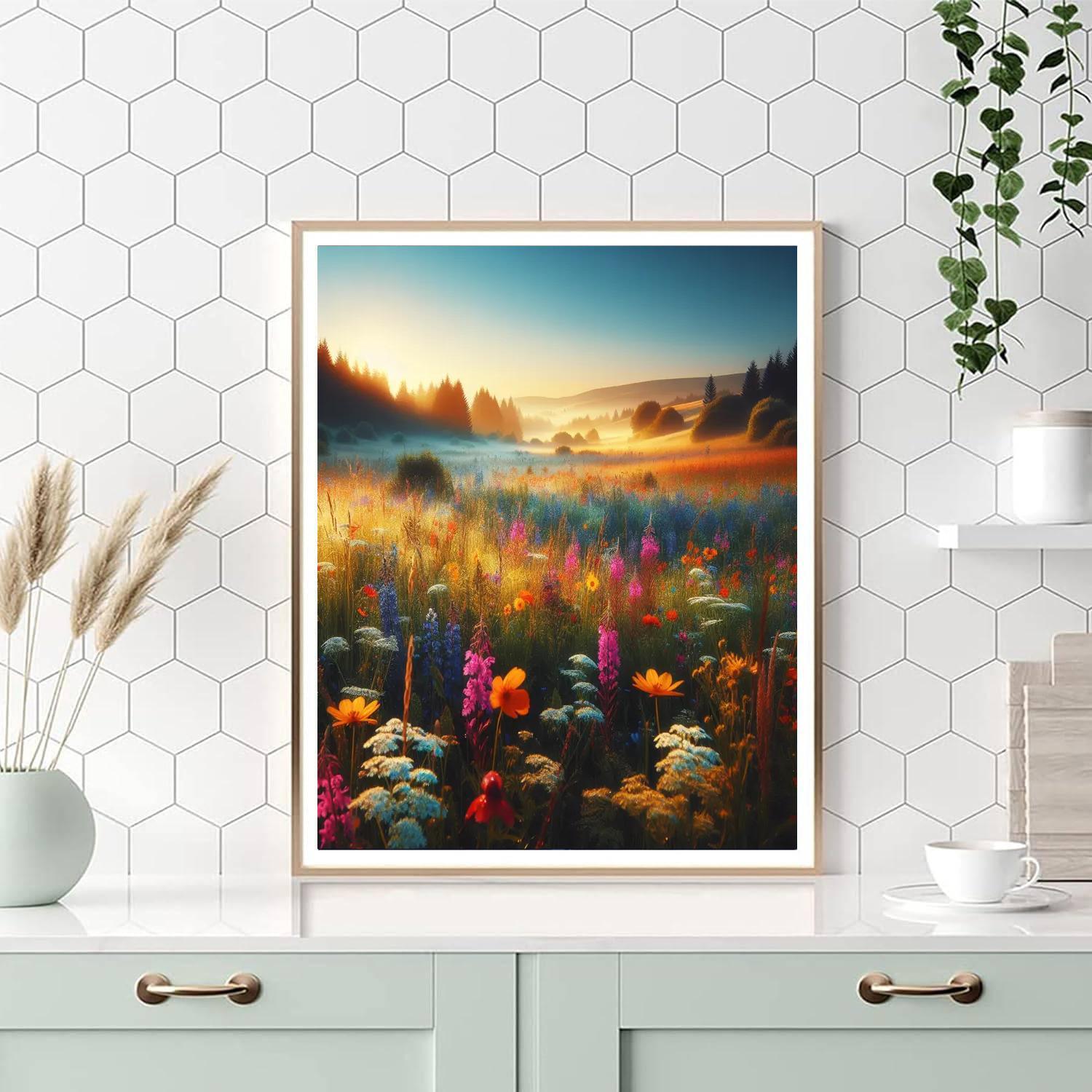 Radiant Meadow Sunrise Numbered Painting Kits