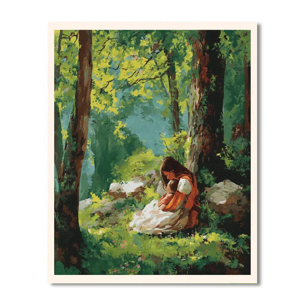 Mother's Embrace In Nature Number Painting
