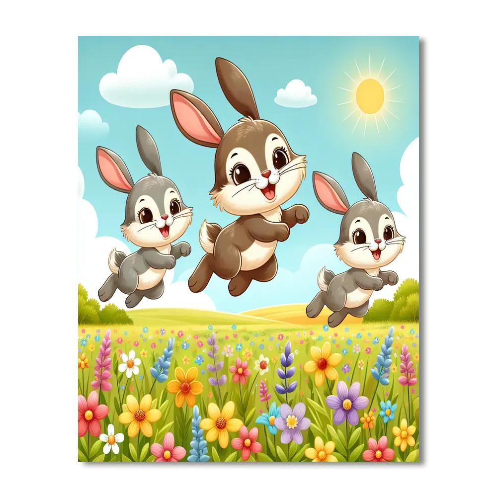 Jumpy Jackrabbits Paint By Numbers Art
