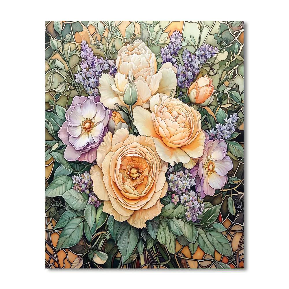 Alphonse Mucha Inspired Chic Art Nouveau Bouquet  Paint By Numbers