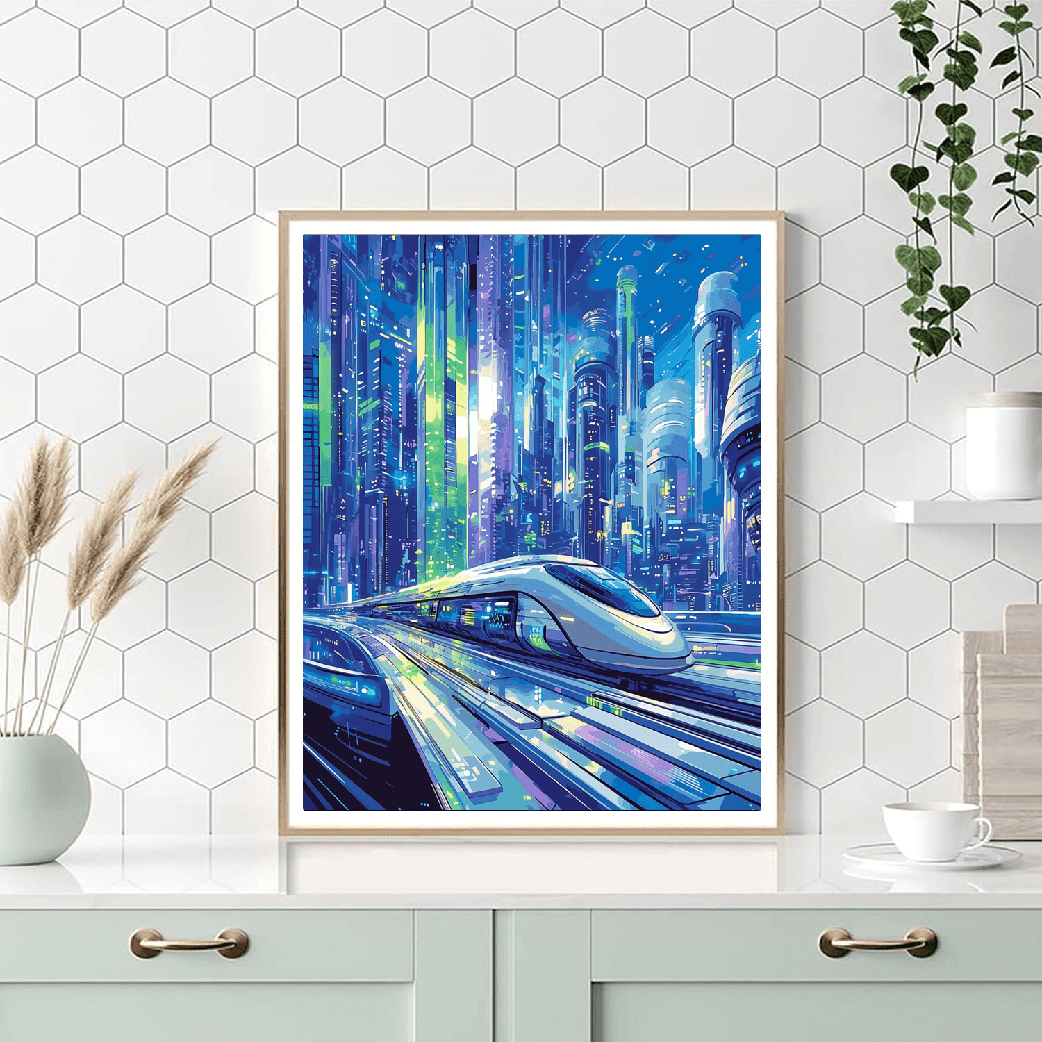 Syd Mead Inspired Futuristic Metropolis - DIY Painting By Numbers Kit