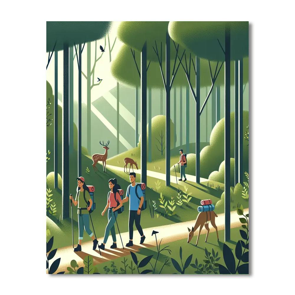 Gentle Forest Hike Number Painting