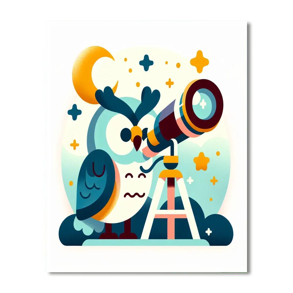 Wise Owl's Stargazing Night Paint By Numbers