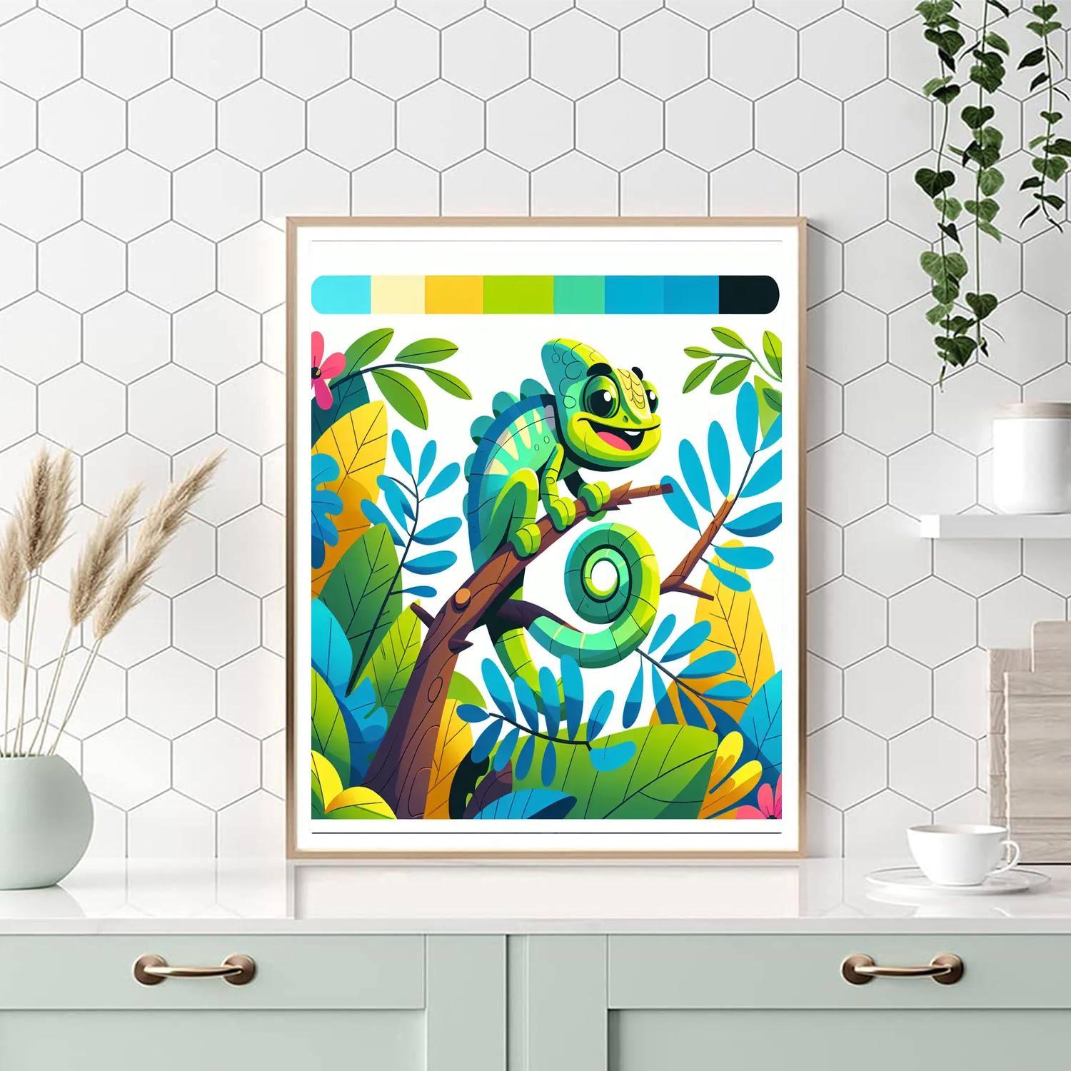 Happy Chameleon Paint By Numbers Art
