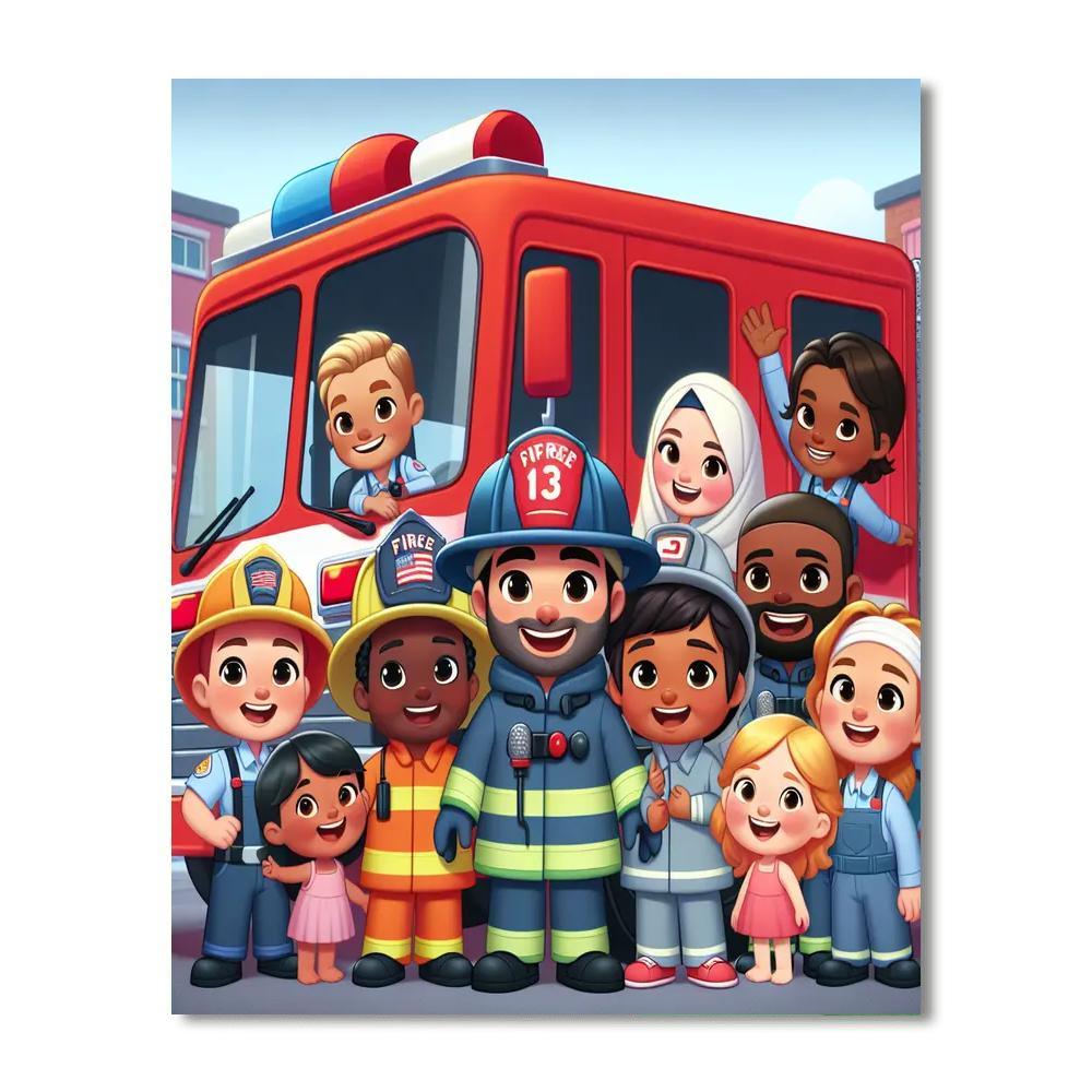 Friendly Firefighters Numbered Painting Kits