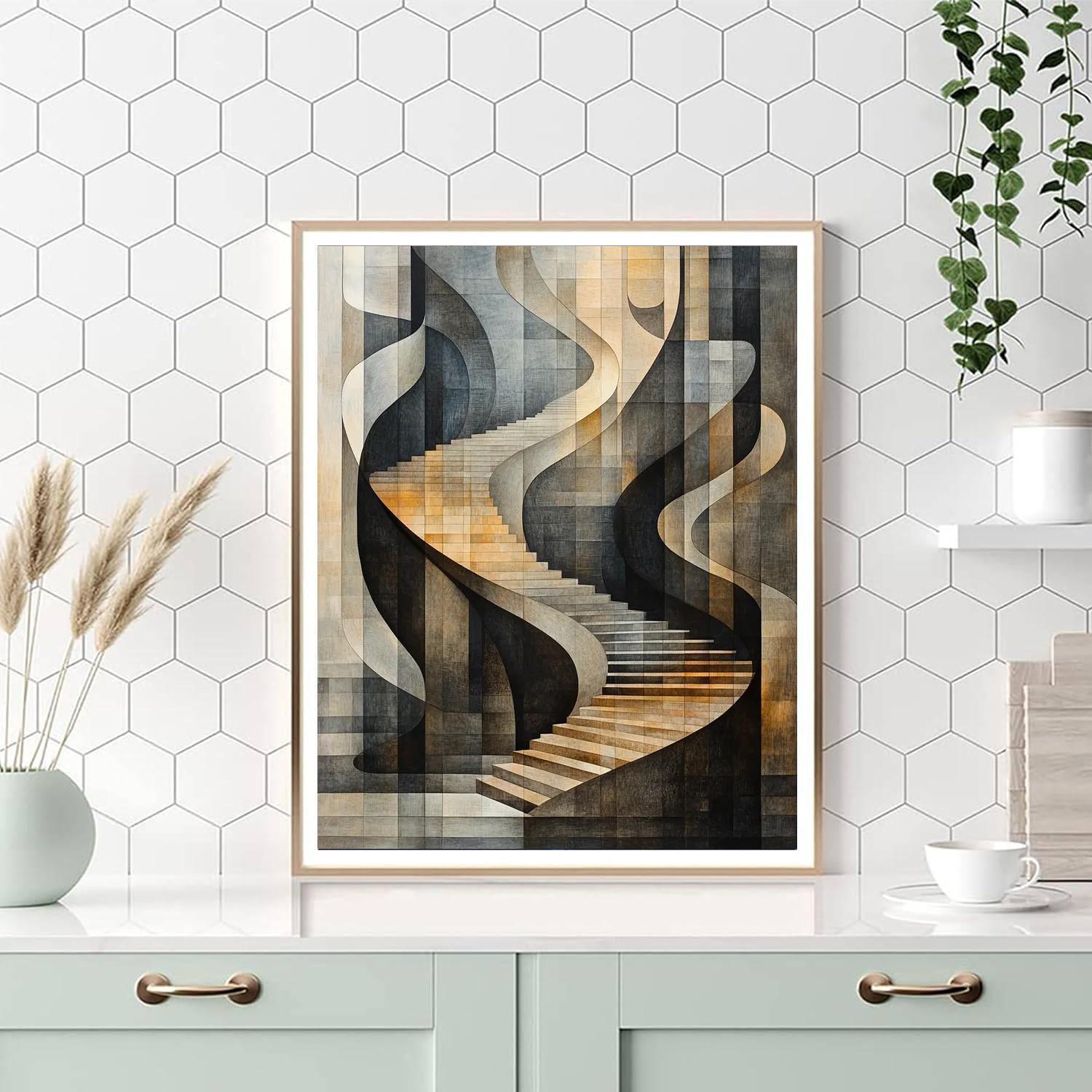 M.C. Escher Inspired Curved Perspectives  Painting Number Kit