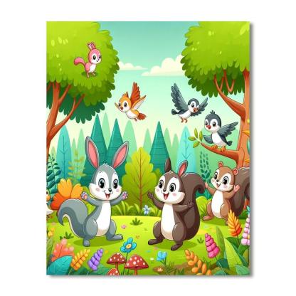 Adventure With Woodland Creatures Paint By Numbers Art