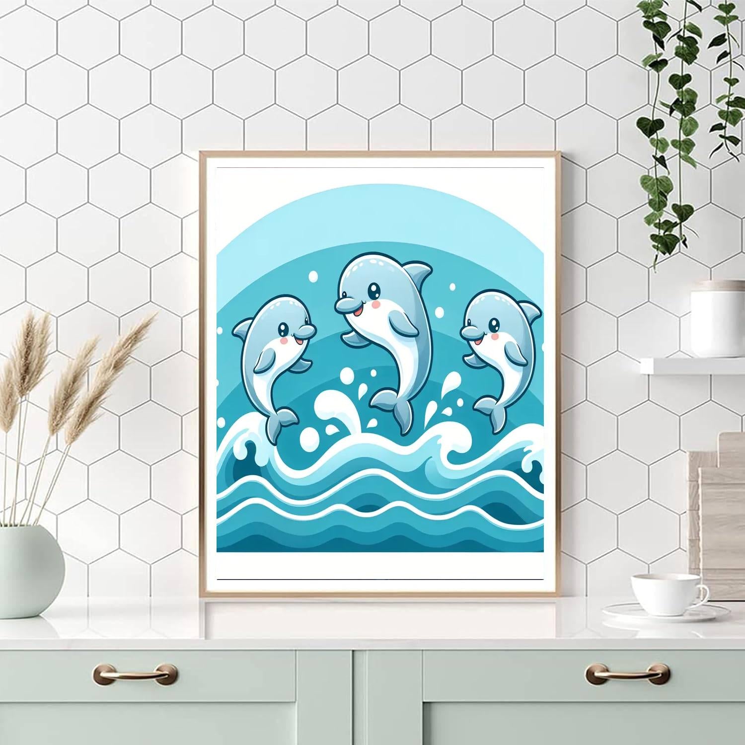 Underwater Dolphin Playtime Numbered Painting Kits