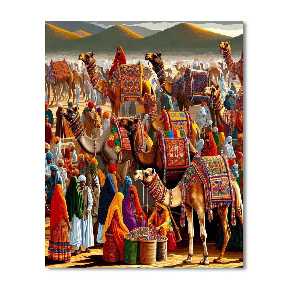 Pushkar Camel Fair - Rajasthan Paint By Numbers Art