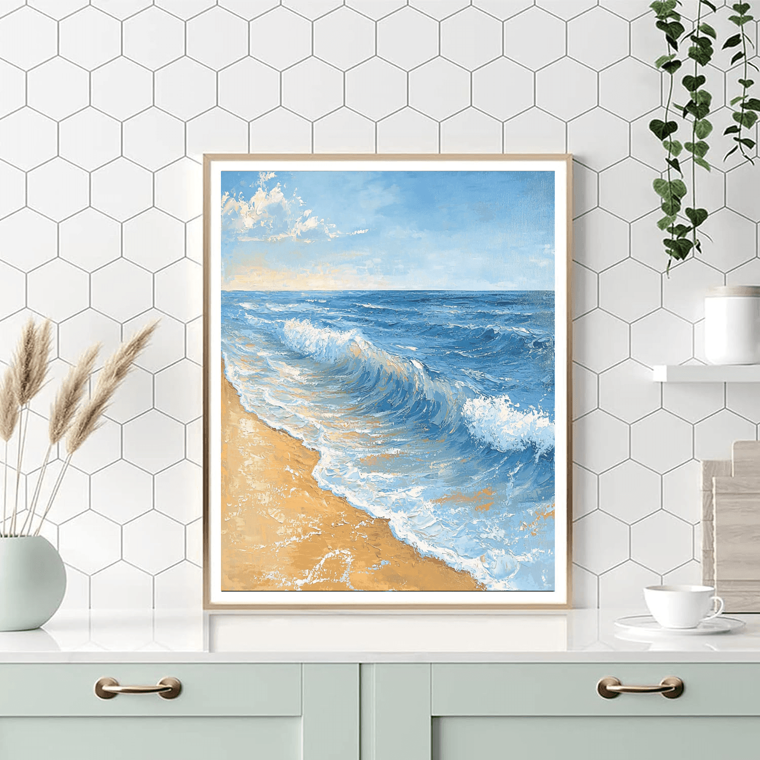 Katsushika Hokusai Inspired Gentle Ocean Waves  Paint By Numbers Art