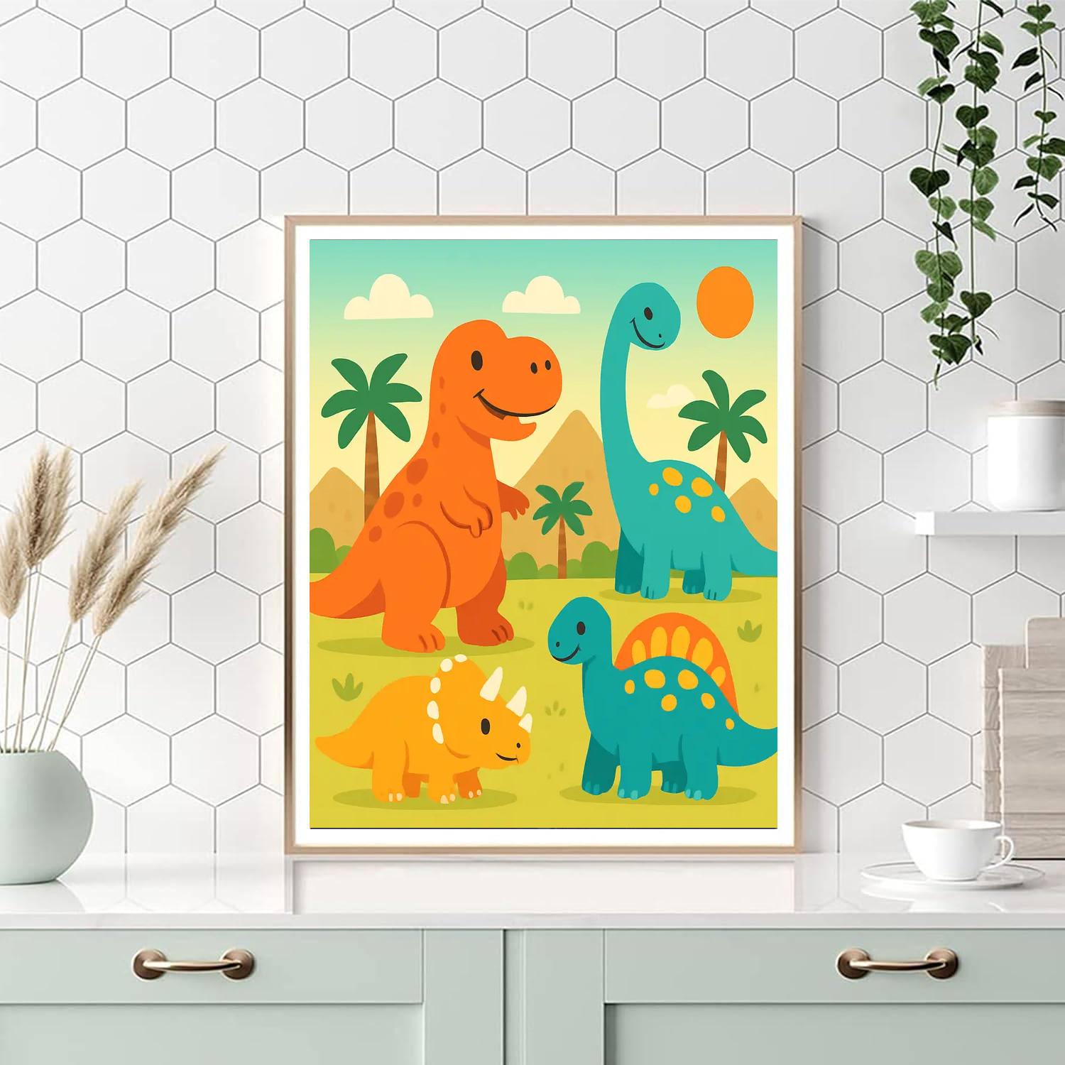 Exciting Dinosaurs Paint By Numbers Art