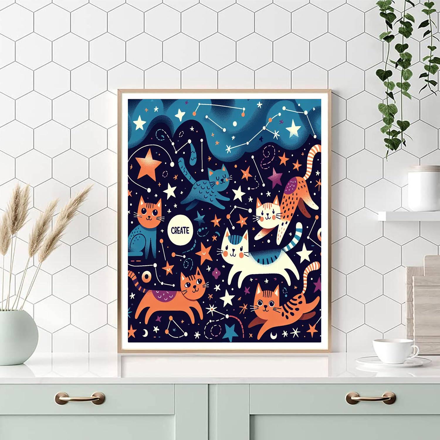Cosmic Cat Constellations Numbered Painting Kits