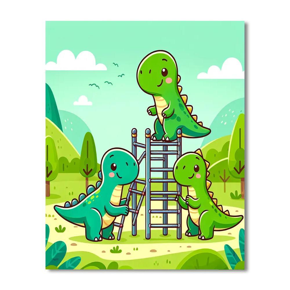 Friendly Dino Playground Painting By Numbers Kit