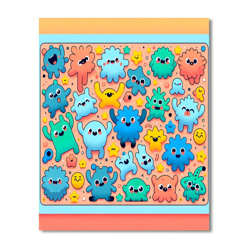 Brightly Colored Monster Mash Painting Number Kit