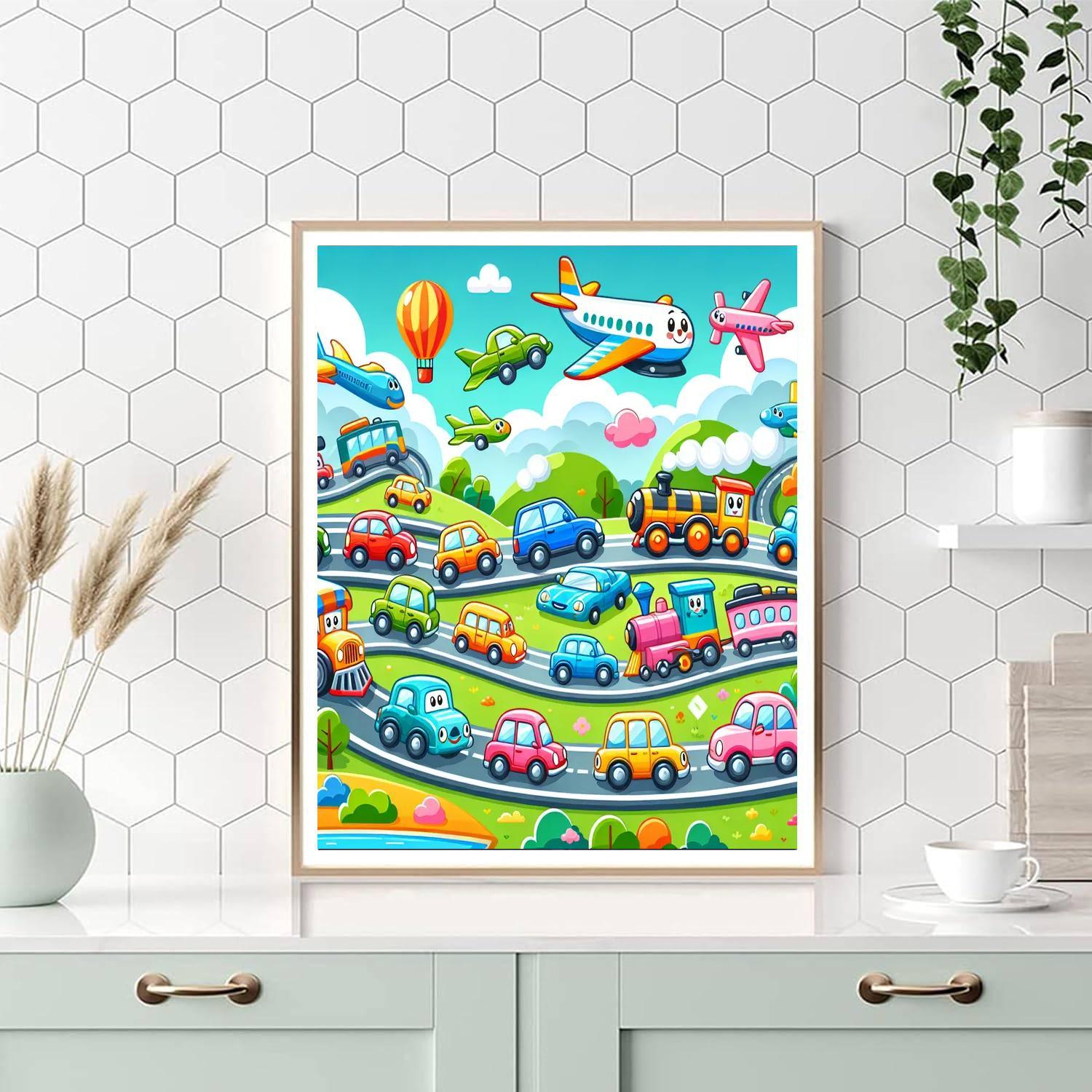 Whimsical Transportation Numbered Painting Kits