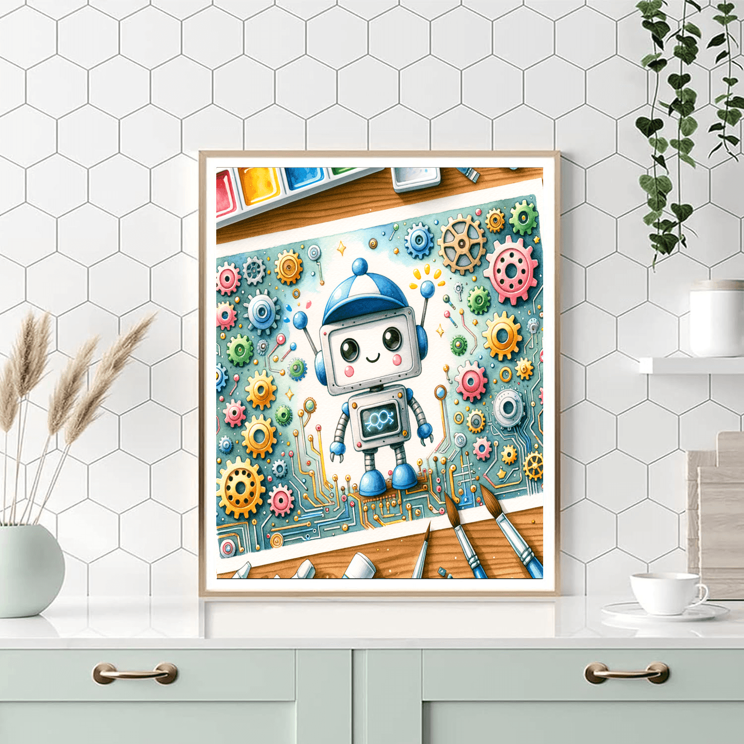 Cute Little Robot Painting Number Kit