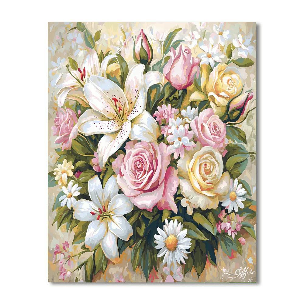 Leonardo Da Vinci Inspired Vibrant Petals  Number Painting