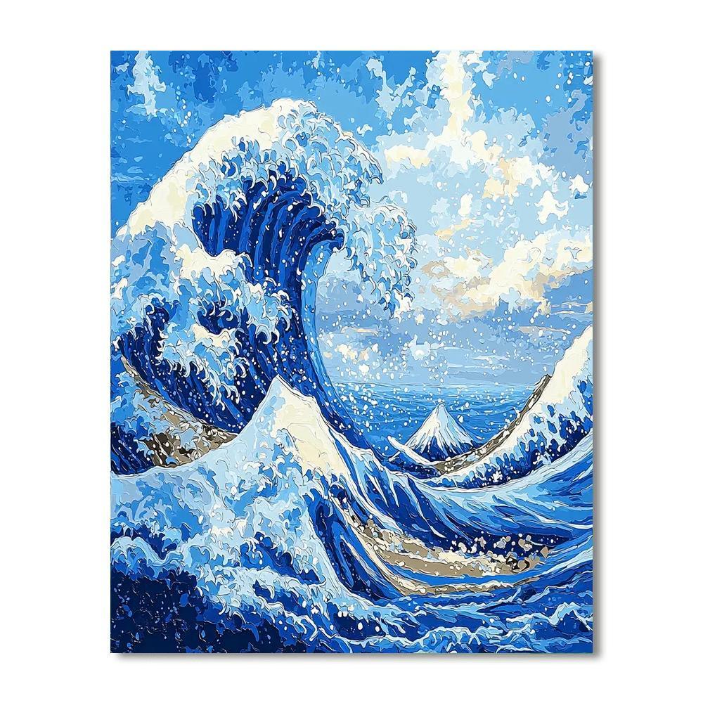 Katsushika Hokusai Inspired Japanese Wave Celebration  DIY Paint By Numbers