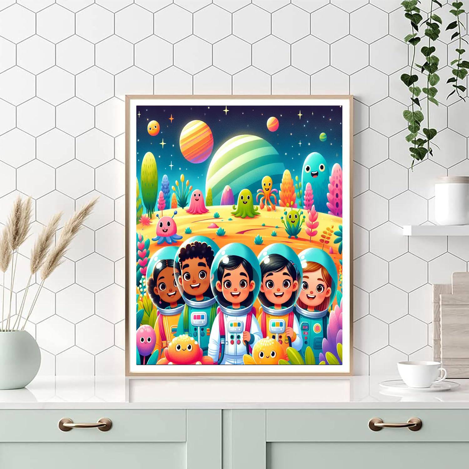Playful Space Cadets Paint By Numbers Art