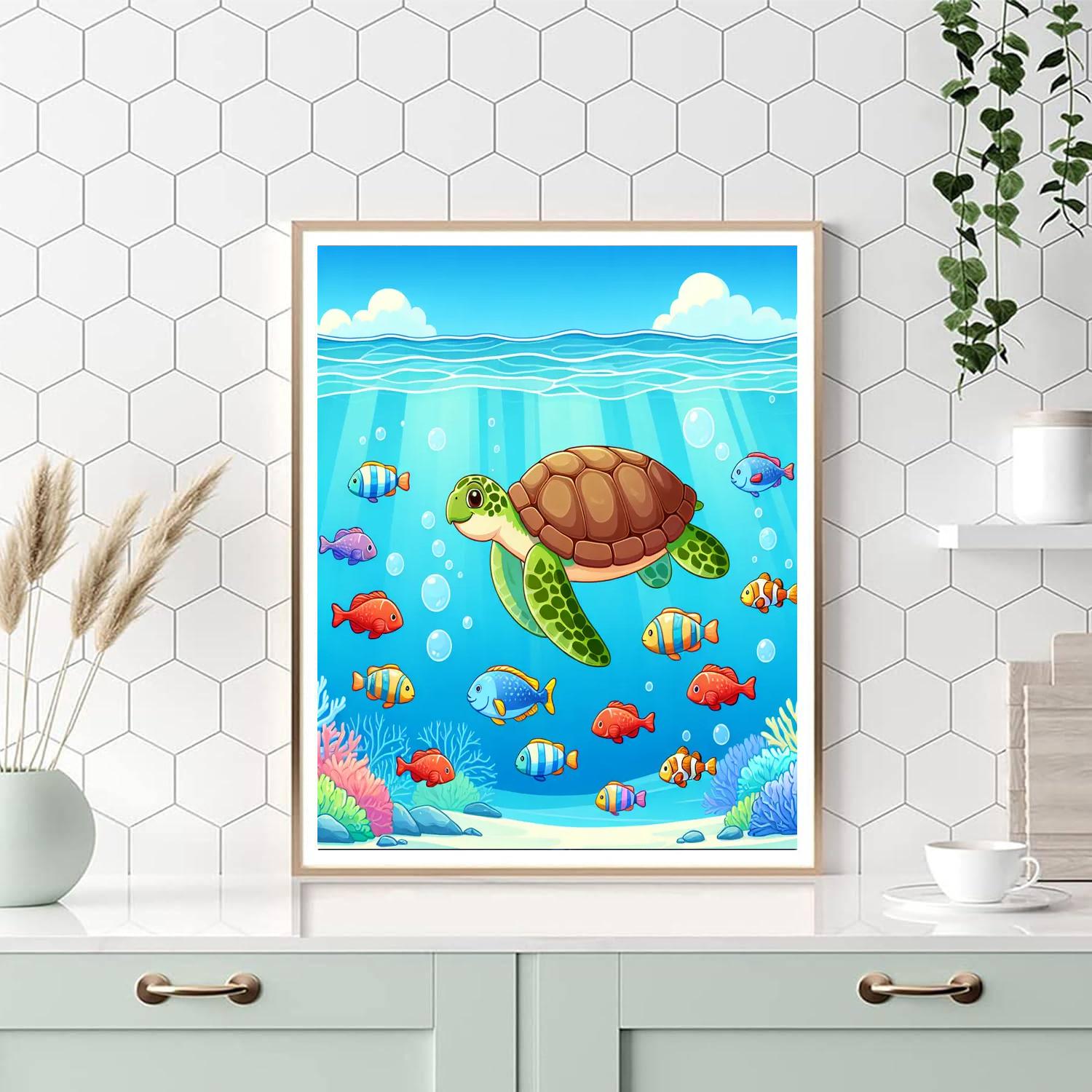 Sea Turtle's Ocean Odyssey Painting By Numbers Kit