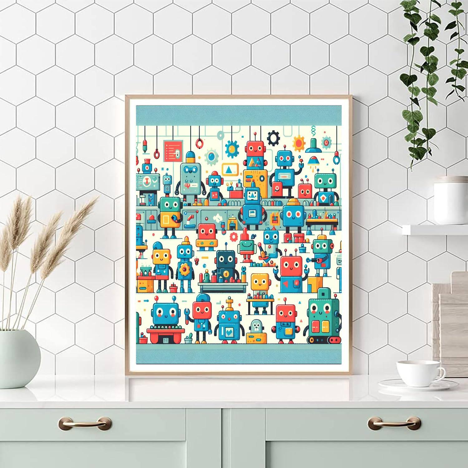 Adventures With Friendly Robots Painting By Numbers Kit