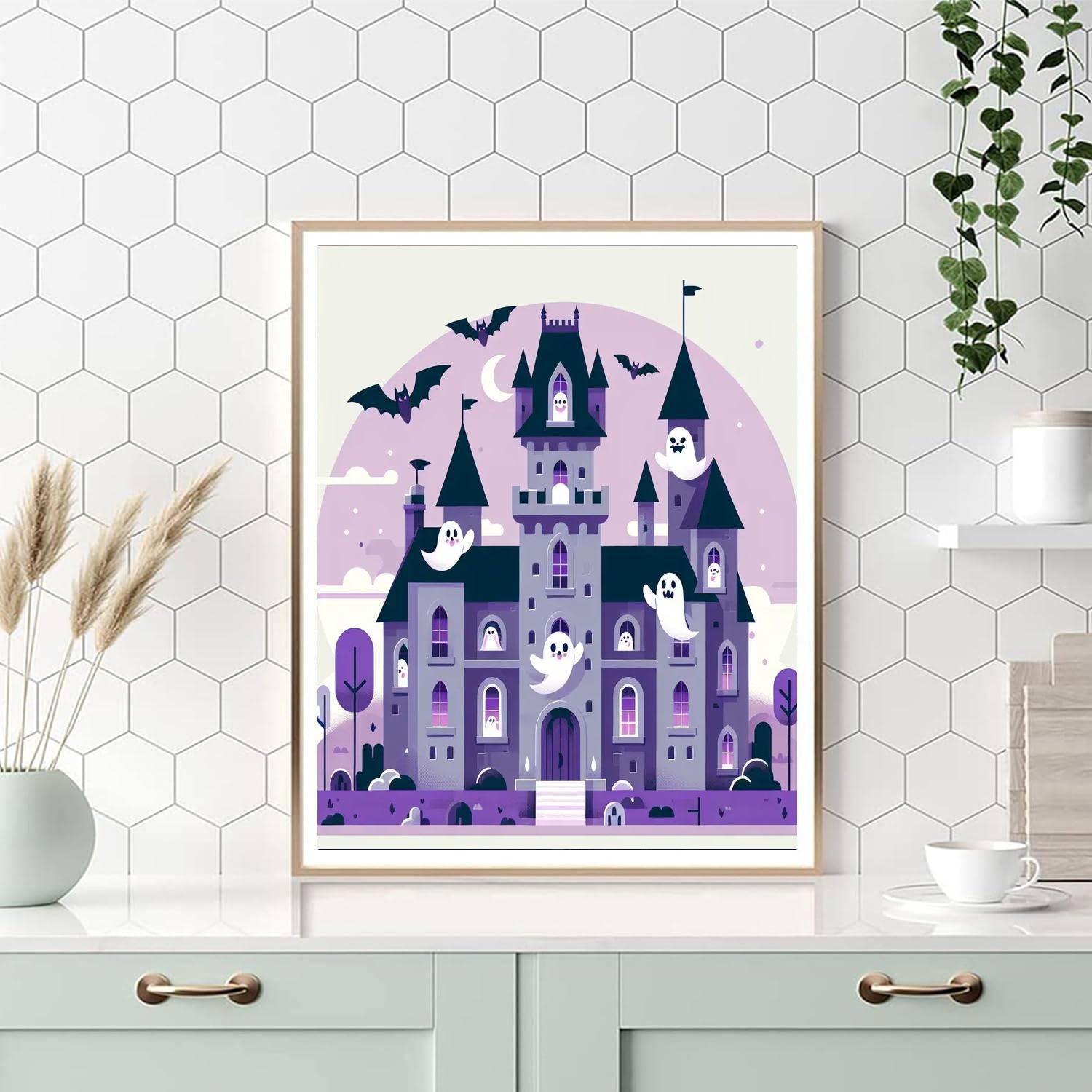 Spooky Ghost Castle Paint By Color