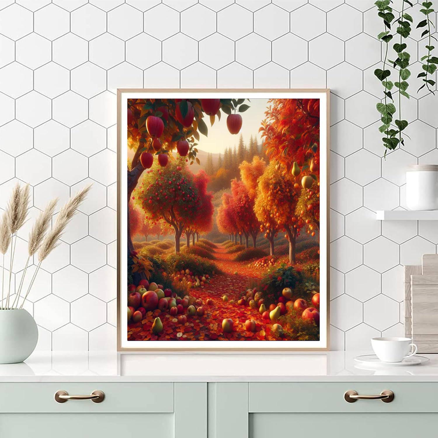 Colorful Autumn Orchard Paint By Numbers Art