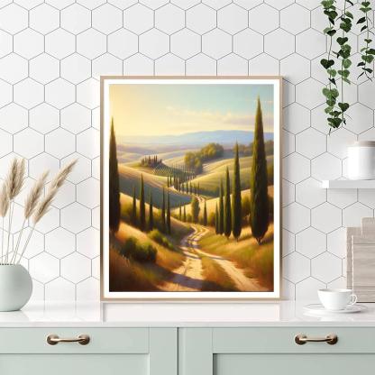 Sunny Tuscan Countryside Paint By Numbers Art