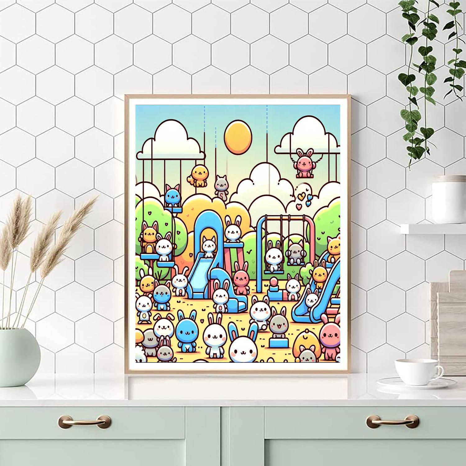 Cuddly Critters Playground Numbered Painting Kits
