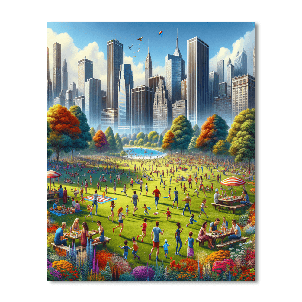 Charming City Park - DIY Painting By Numbers Kit