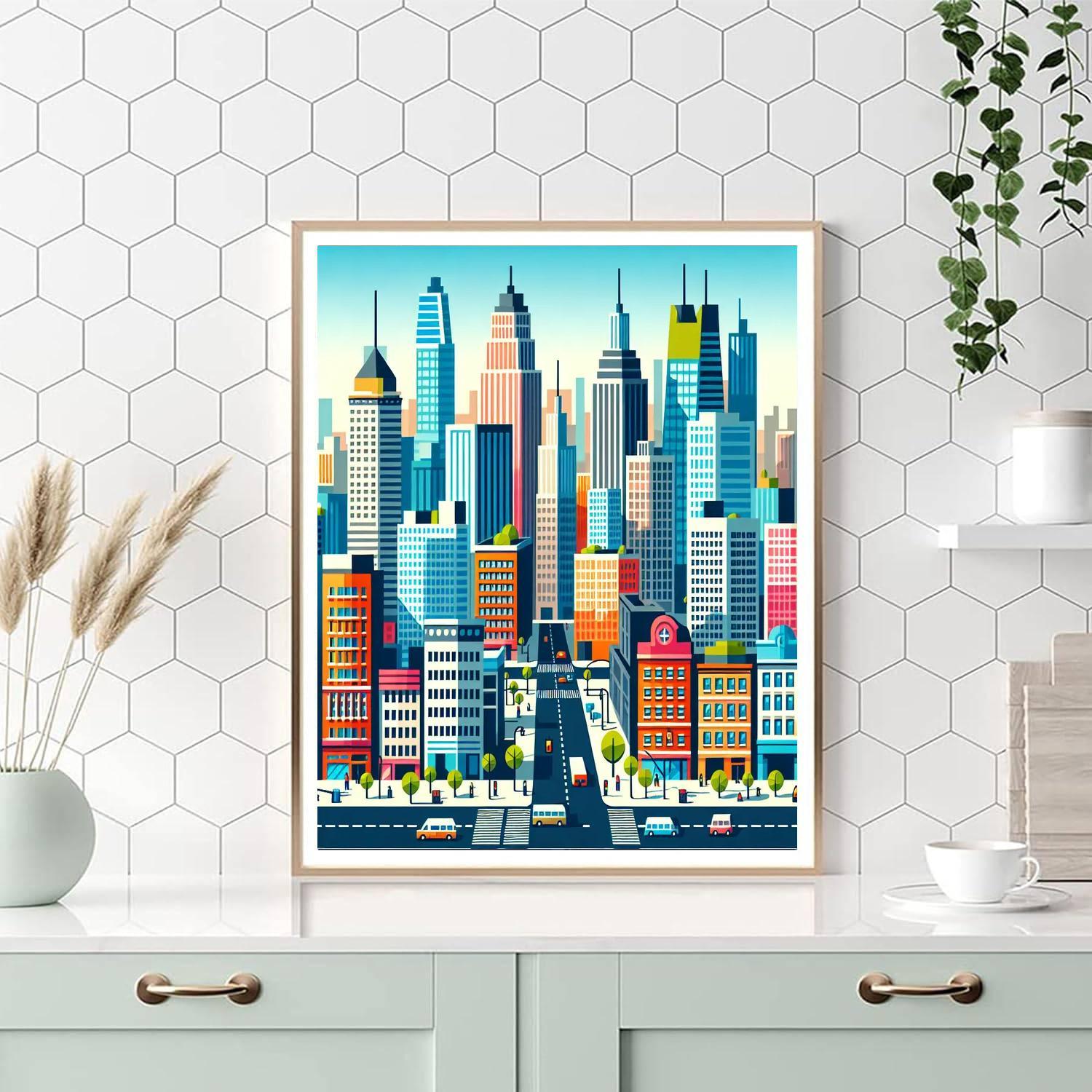 City Skylines And Skyscrapers Paint By Numbers Art