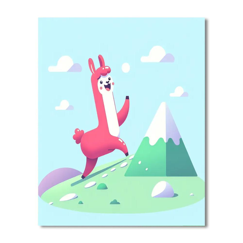 Cheery Llama's Mountain Hike Paint By Color